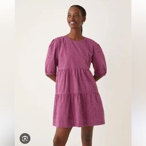 Frank and Oak The Gingham Flowy Dress in Mulberry